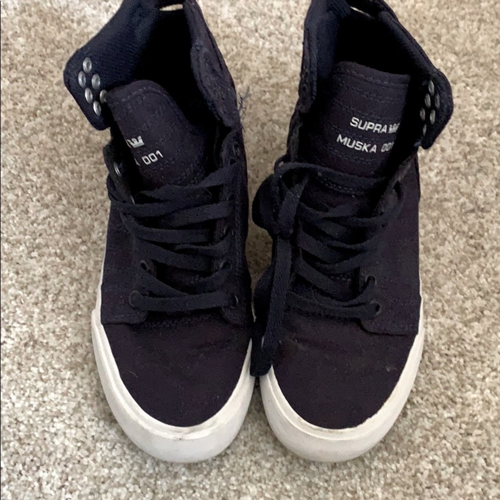 Navy blue canvas high tops